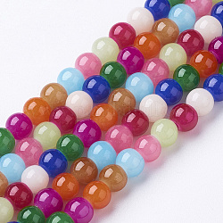 Glass Beads Strands, Imitation Jade, Round, Mixed Color, 6~6.5mm, Hole: 1mm, about 62~63pcs/strand, 14.37 inch