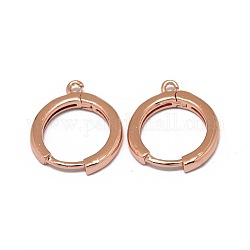 Латунные серьги-обручи, долговечный, круговое кольцо, розовое золото , 16.5x13.5x2 мм, отверстие : 1.2 мм, штифты : 0.8 мм