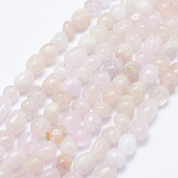 Natural Pink Morganite Beads Strands, Nuggets, 5~10x5~6mm, Hole: 1mm, 15.3 inch~15.7 inch(39~40cm)