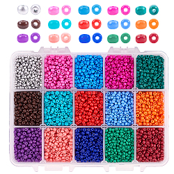PandaHall 3mm Waist Seed Beads, 15 Color Baking Paint Glass Seed Beads 8/0 Anklet Belly Seed Beads for DIY Bracelet Necklaces Beaded Wrap Bracelet, Belly Chains, Hawaii Bikini Jewelry