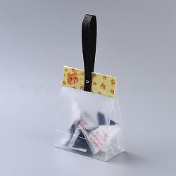 プラスチック製の透明なギフトバッグ  保存袋  セルフシールバッグ  トップシール  長方形  漫画カードとスリング付き  穴と釘  きいろ  21.5x10x5cm  10のセット/袋