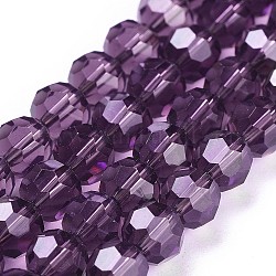 Chapelets de perles en imitation cristal autrichien, grade AAA, facette (32 facette) ronde, violet, 6mm, Trou: 0.7~0.9mm, Environ 68 pcs/chapelet, 15.7 pouce