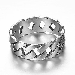 316 anillos quirúrgicos de acero inoxidable, anillos de banda ancha, tamaño de 11, plata antigua, 21mm