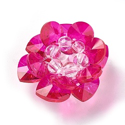 Perles de verre tissées, perles de cluster, lotus, rose foncé, 25~28x14mm, Trou: 5mm