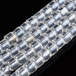 Chapelets de perles en verre transparent, colonne, clair, 5~5.5x4~4.5mm, Trou: 1.4mm, Environ 95~99 pcs/chapelet, 15.28 pouce ~ 39.3 pouces (38.8~39.3 cm)