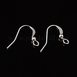 Crochets d'oreille en laiton plaqué argent, avec breloques perles et boucle horizontale, sans plomb, 15mm, Trou: 2mm