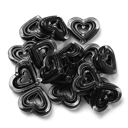 Perles acryliques, Perle en bourrelet, cœur, noir, 19.5x23x6mm, Trou: 3mm, environ 280 pcs/500 g