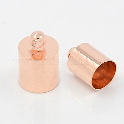 Embouts de cordon en laiton  , embouts, or rose, 11x7mm, Trou: 1mm, diamètre intérieur: 6 mm