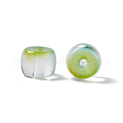 Transparente Glasperlen, Fass, gelb-grün, 7.5x6 mm, Bohrung: 1.5 mm