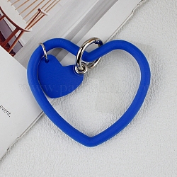Lanière de téléphone en silicone avec boucle en forme de cœur, lanière de poignet avec porte-clés en plastique et alliage, bleu, 7.5x8.8x0.7 cm