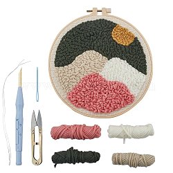Kits de diy de plástico, con bastidor de bordado, tijera, enhebradores de agujas y crod, para adorno de apliques de costura artesanal, colorido, 260x270x0.7mm