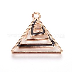 Zinc Alloy Pendants, with Enamel, Triangle, Light Gold, Black, 20x23x1.5mm, Hole: 1.6mm