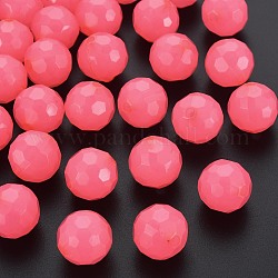 Perles en acrylique de gelée d'imitation, facette, ronde, rose chaud, 16.5x16mm, Trou: 2.5mm, environ 288 pcs/500 g
