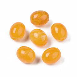 Perles acryliques, style de pierres fines imitation, baril, orange, 13x10mm, Trou: 2mm, environ 550 pcs/500 g