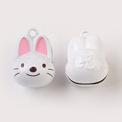 Messing Bell Bunny Anhänger, zwölf chinesischen Tierkreiszeichen, Kaninchen, 17~25x14~20x12.5~19 mm, Bohrung: 2 mm