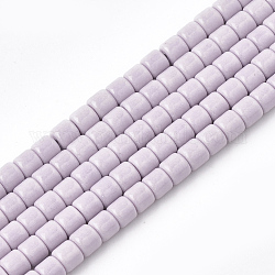 Natural Agate Beads Strands, Dyed, Column, Lilac, 4x3.5~4mm, Hole: 1mm, 108pcs/strand, 15.7 inch