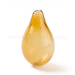 Botellas de vidrio soplado hechas a mano, para la fabricación de colgantes de viales de vidrio, lágrima, oro, 30~32x18.5~19mm, agujero: 2~3.5 mm