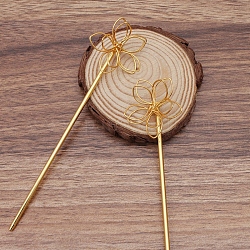Ferro scoperte bastone capelli, con aghi di ferro, fiore, oro, 135x35x12mm