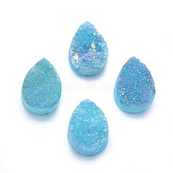 Cabochons de quartz naturel druzy, larme, teinte, bleu profond du ciel, 8x6x4~5mm
