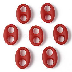 Conectores de enlaces acrílicos de estilo engomado, oval, rojo, 32.5x22x10mm, agujero: 10x9.5 mm
