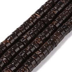 Perlas de coco hebras, abalorios heishi, plano y redondo, coco marrón, 5x3mm, agujero: 1 mm, aproximamente 111 pcs / cadena, 12.99'' (33 cm)