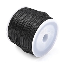 Cordoncino in raso di nylon da 30 m, stringa di perline, per annodare cinese, creazione di gioielli, nero, 1mm, circa 32.81 iarde (30 m)/rotolo