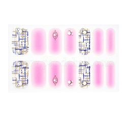 Envolturas de uñas ombre de cobertura completa, tiras de uñas de calle de color en polvo con purpurina, autoadhesivo, para decoraciones con puntas de uñas, rosa perla, 24x8mm, 14pcs / hoja