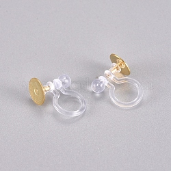 Accessoires de boucle d'oreille à clipser en 304 acier inoxydable et en plastique, or, 9x12x6mm