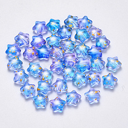 Perles de verre imprimées par pulvérisation, mat, étoiles du nord, colorées, 8x8.5x4mm, Trou: 1mm