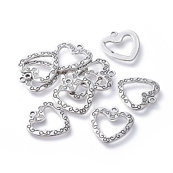 Tibetan Style Pendants, Lead Free, Cadmium Free and Nickel Free, Heart, Antique Silver, 22x23x1.5mm, Hole: 1.5mm