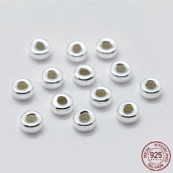 Séparateurs perles en 925 argent sterling, rondelle, couleur d'argent, 5x3mm, Trou: 2.5mm, environ 30 pcs/5 g