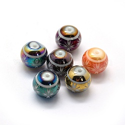 Opaque Spray Painted Glass Beads, Round, Mixed Color, 10mm, Hole: 1.2mm
