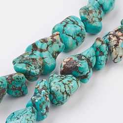 Natural Howlite Beads Strands, Dyed & Heated, Nuggets, 10~22x10~15x5~10mm, Hole: 1mm, about 18pcs/strand, 10.4 inch