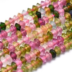 Chapelets de perles en tourmaline naturelle, facette, Toupie, colorées, 2.5~3x1.5~2mm, Trou: 0.5mm, Environ 250 pcs/chapelet, 14.96 pouce (38 cm)