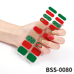 Adesivi per unghie con copertura completa per nail art, adesivi in ​​polvere glitterata, autoadesiva, per le decorazioni delle punte delle unghie, rosso, 17.5x7.3x0.9cm, 20pcs / scheda