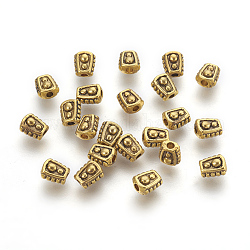 チベット風合金ビーズ  鉛フリー＆カドミウムフリー  台形  アンティークゴールデンカラー  6x5x4mm  穴：1mm