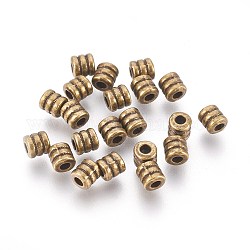 Abalorios separadores de estilo tibetano, color de bronce antiguo, Perlas de aleación de zinc, sin plomo y el cadmio, columna, 4x4mm, agujero: 2 mm