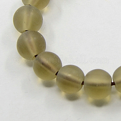 Smoky Quartz Beads Strands, Frosted, Round, Synthetic Crystal, Dyed & Heated, 14mm, Hole: 1mm