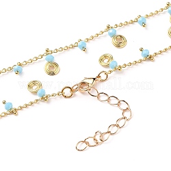 Collane con ciondolo vortice in ottone, con perle di vetro e catene di marciapiedi, cielo azzurro, oro, 17-3/4 pollice (45 cm)
