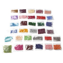 Perles de rocaille, ronde, mixedstyle, couleur mixte, 2.5~4.8x1.5~4mm, Trou: 0.8~1.5mm, 30 sacs/livre