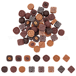Olycraft 60 Stück 15 Stile Imitation Lebensmittelharz Decoden-Cabochons, Raute/halbrunde Schokoladenform, Mischfarbe, 18~20x17~20x7~11 mm, 4pcs / style