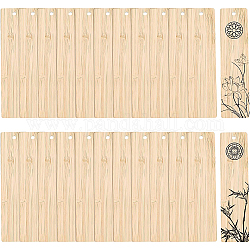 Benecreat 24 шт. пустая бамбуковая закладка, незавершенные деревянные подвесные бирки, для гравировки, Картина, прямоугольные, цвет пшеницы, 120x30x2 мм, отверстие : 4 мм