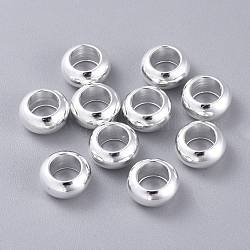 Perles européennes en 201 acier inoxydable, Perles avec un grand trou   , rondelle, couleur d'argent, 10x5mm, Trou: 6mm