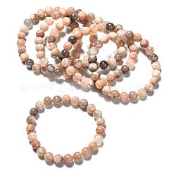 Натуральный Sunstone браслеты простирания, круглые, 2-1/8 дюйм (5.3 см), бусина : 8.8~9.5 mm