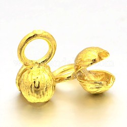 Suggerimenti perline in ottone, oro, 10~11x5mm, Foro: 3 mm, diametro interno: 2mm