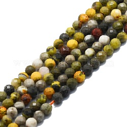 Brins de perles de jaspe bourdon naturel, facette, ronde, 3mm, Trou: 0.7mm, Environ 132 pcs/chapelet, 15.16''~15.55'' (38.5~39.5 cm)