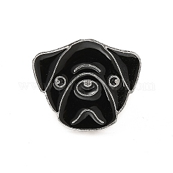 Pasador de perro esmaltado con embragues de mariposa de latón, insignia de aleación para ropa de mochila, patrón de pug, 20.5x24.5x10mm, pin: 1.1 mm
