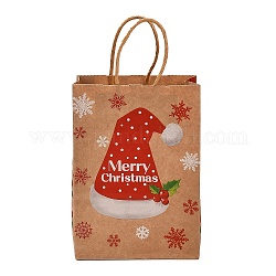 Sacchetti di carta rettangolari a tema natalizio, con maniglie, per sacchetti regalo e shopping bag, cappello, borsa: 8x15x21 cm, piega: 210x150x2 mm
