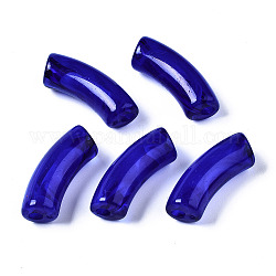 Acryl-Perlen, Nachahmung Edelstein, gebogenes Rohr, Blau, 34.5x13x11 mm, Bohrung: 3.5 mm