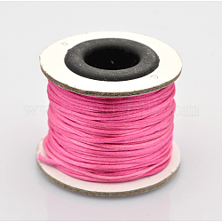 Makramee rattail chinesischer Knoten machen Kabel runden Nylon geflochten Schnur Themen, Satinschnur, neon rosa , 1 mm, ca. 32.8 Yard (30m)/Rolle